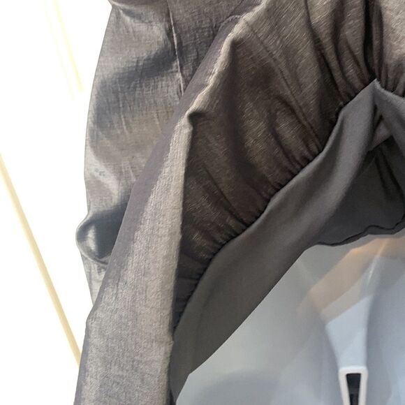 Mystic Sz Small Strapless Gun Metal Gray Metallic Flower Ruffled Mini Prom Dress - Picture 8 of 11